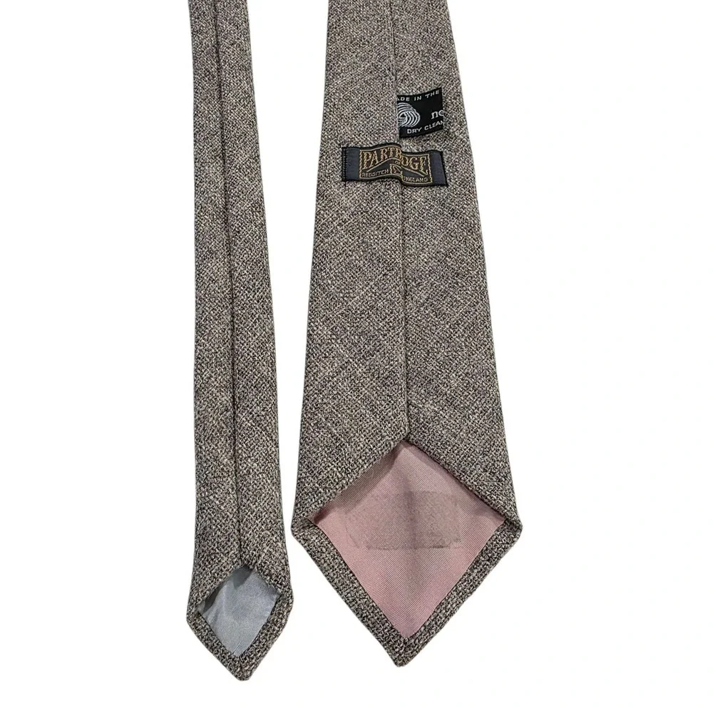 Partridge of England Tweed Wool‎ Tie Brown Textured Mens Necktie Classic Style
